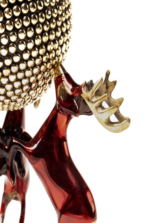 The ArtAge 3 Deer Ball Brass Centre Table Showpiece Statue Vastu Decorative Items for Living Room Brass Decor Items Home Decor Gifting and Decoration (Deer Ball Cherry 1) - Image 5